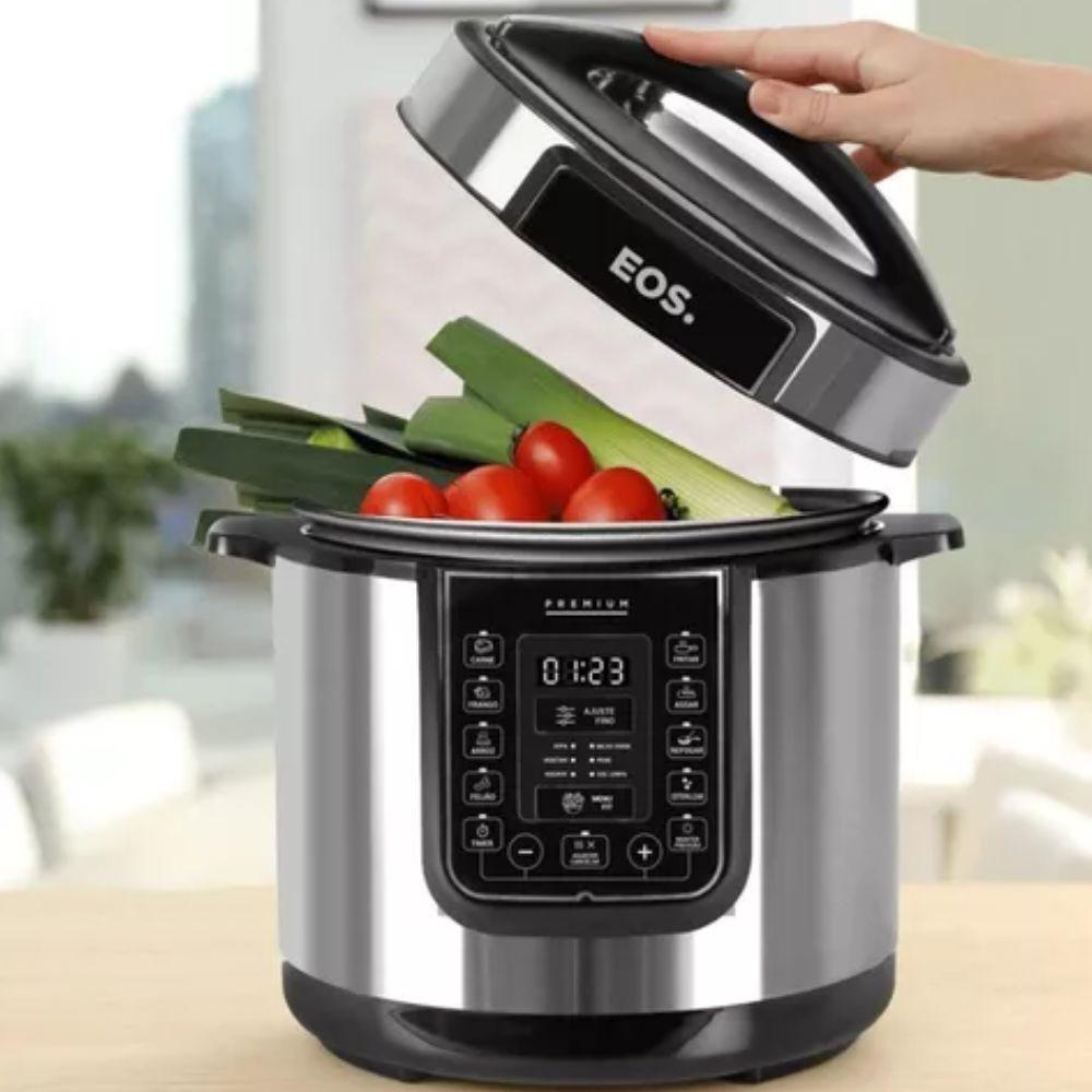 Panela Pressão Elétrica Multiuso Inox 6l 220v Eos Com Concha Tramontina