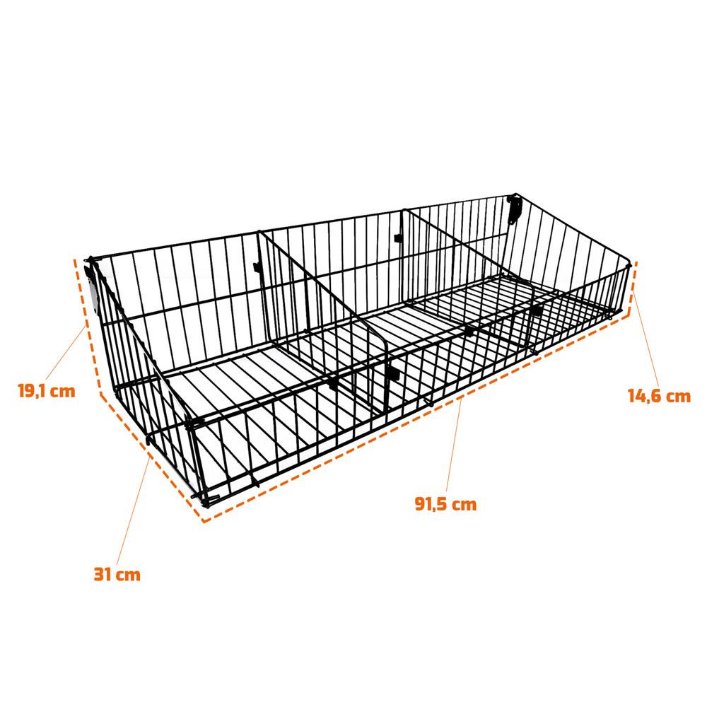 Cesto 30cm Com 2 Divisórias Preto Para Organização De Gôndolas New Plus - Sa Gondolas