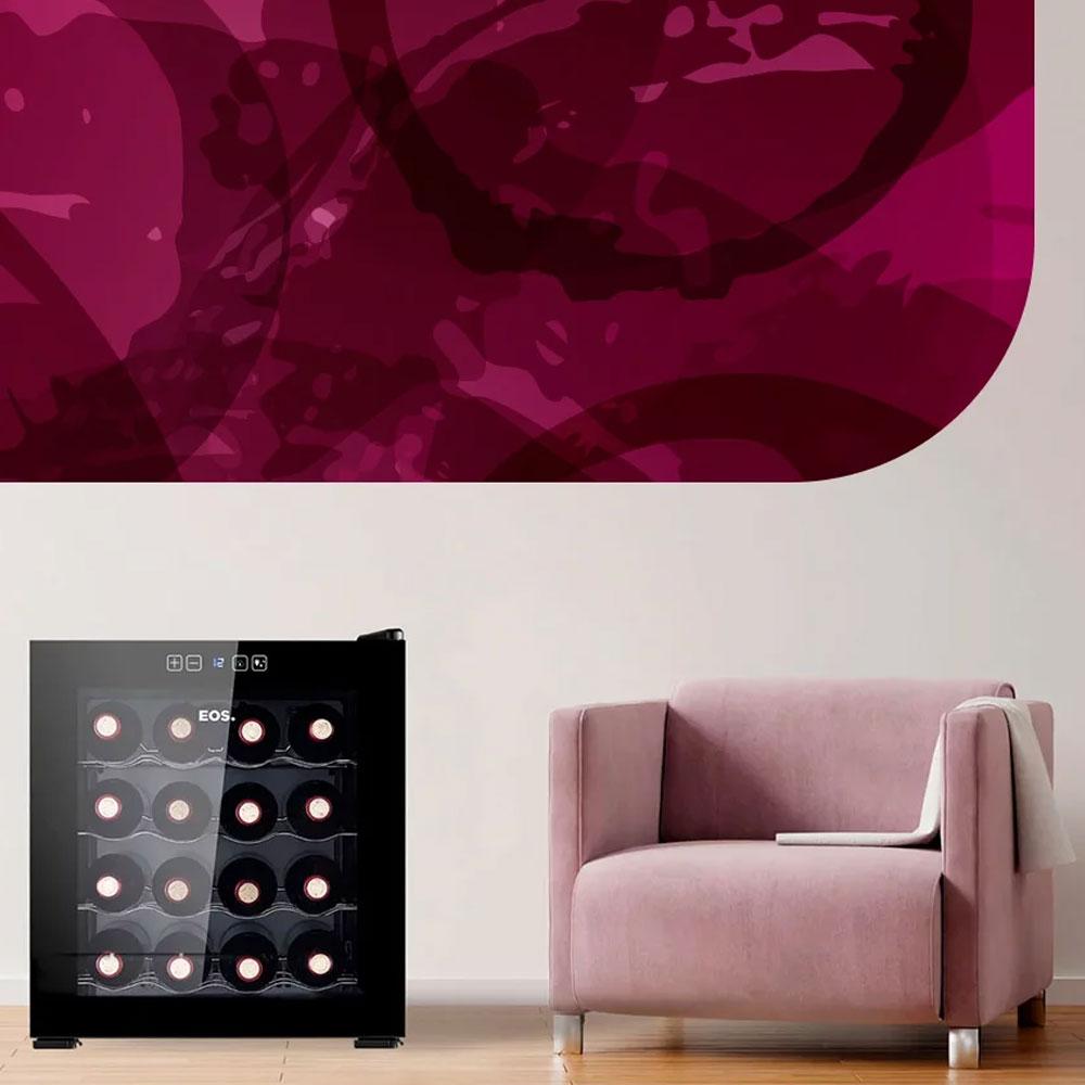 Adega De Vinho 16 Garrafas Climatizada Painel Touch Porta Full Glass EAE16 Bivolt - EOS B169161