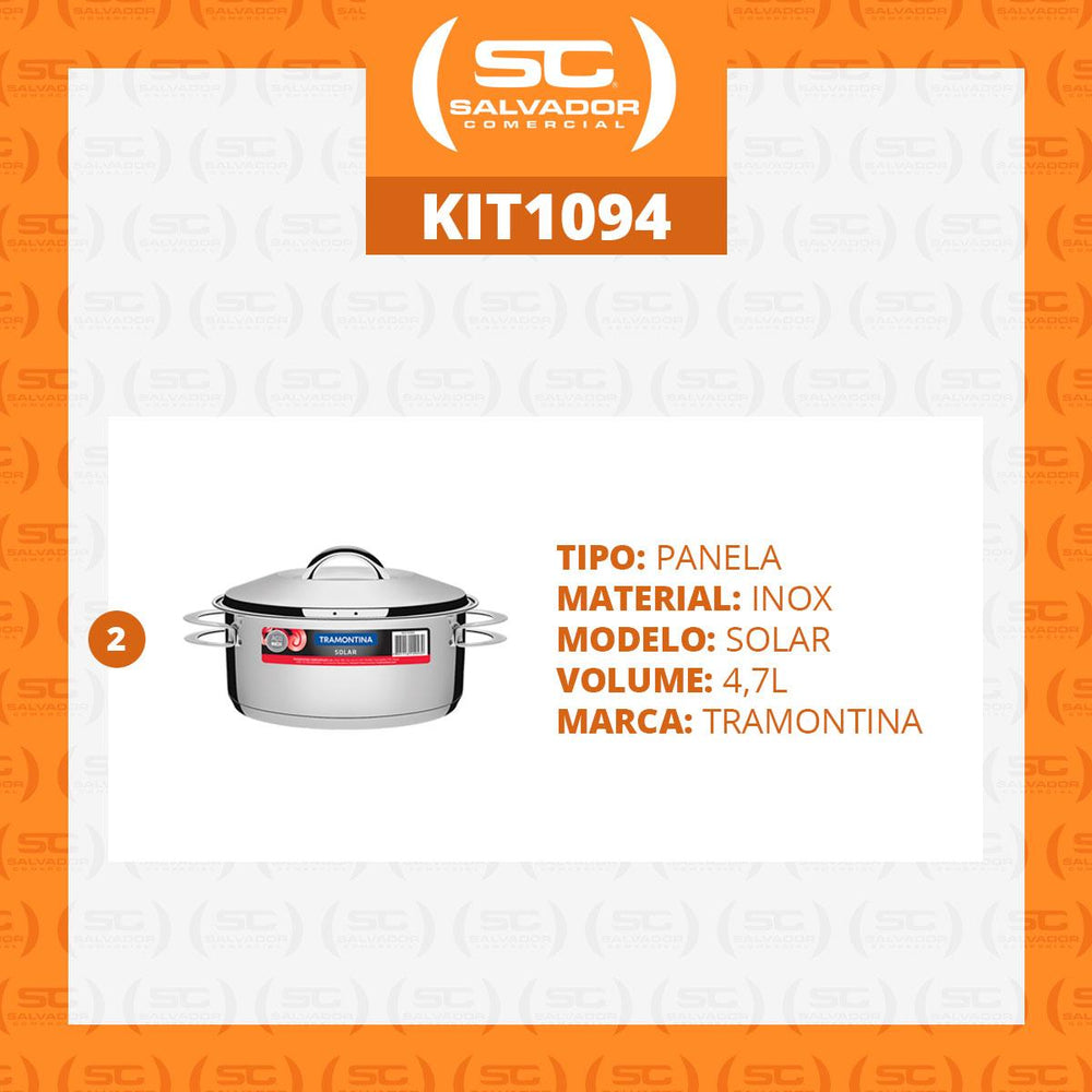Kit - 2 Panelas Aço Inox Fundo Triplo Solar 4,7l Pit 1 - Tramontina