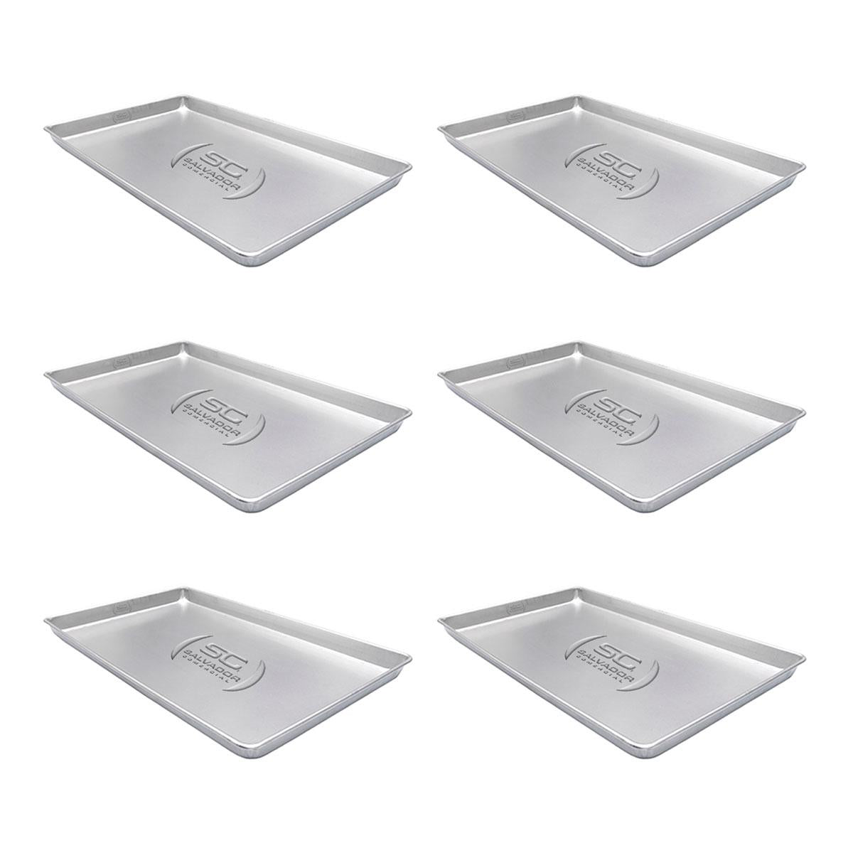 Kit - 6 Formas Assadeiras Lisa Estampada 0,6mm Pão Doce Alumínio 58 X 70 X 3,5 - Imeca