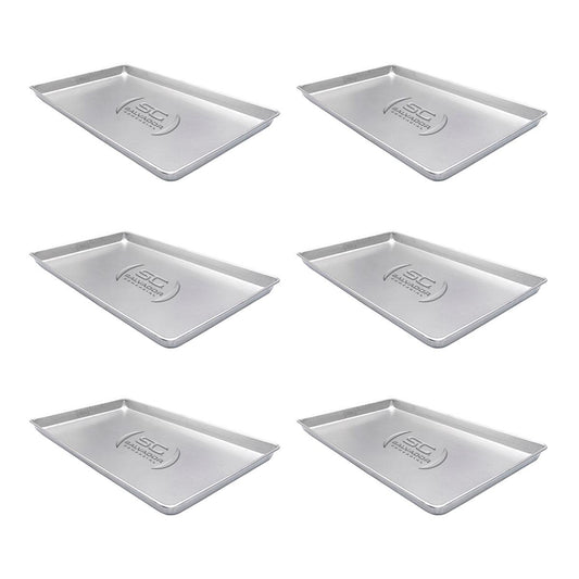 Kit - 6 Formas Assadeiras Lisa Estampada 0,6mm Pão Doce Alumínio 58 X 70 X 3,5 - Imeca