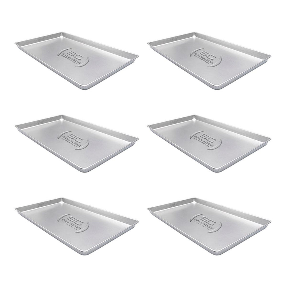 Kit - 6 Formas Assadeiras Lisa Estampada 0,6mm Pão Doce Alumínio 58 X 70 X 3,5 - Imeca