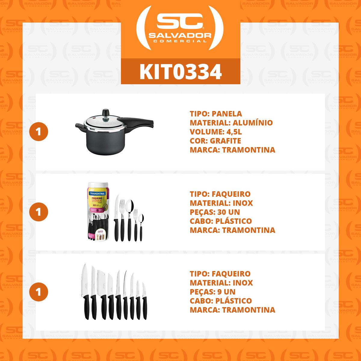 Kit - Panela de Pressão 4,5L Grafite + 1 Faqueiro 30pç + 1 Conjunto Facas 9pç - Tramontina