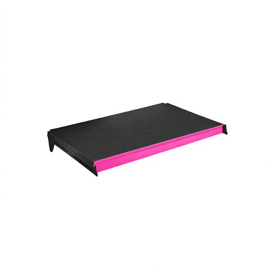 Bandeja Prateleira 40x73 Para Gôndolas New Plus Preta Com Porta Etiquetas Rosa - SA Gôndolas