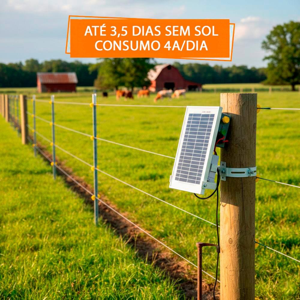 Eletrificador Solar Cercas Elétricas Grandes Propriedades Com Bateria Zs20i + Voltímetro - Zebu