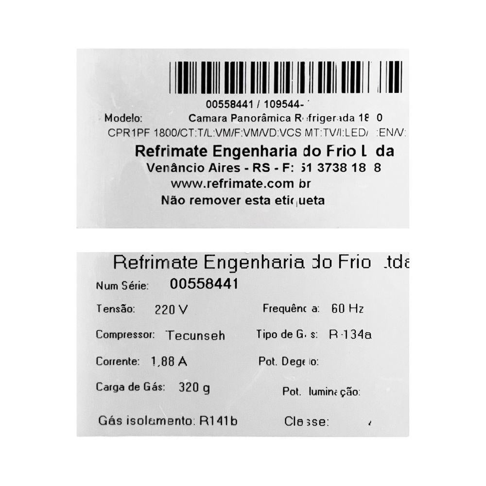 SEMINOVO - Balcão Confeitaria Panorâmica Refrigerada Placa Fria 1,80m VPRPF1800 220V - Refrimate