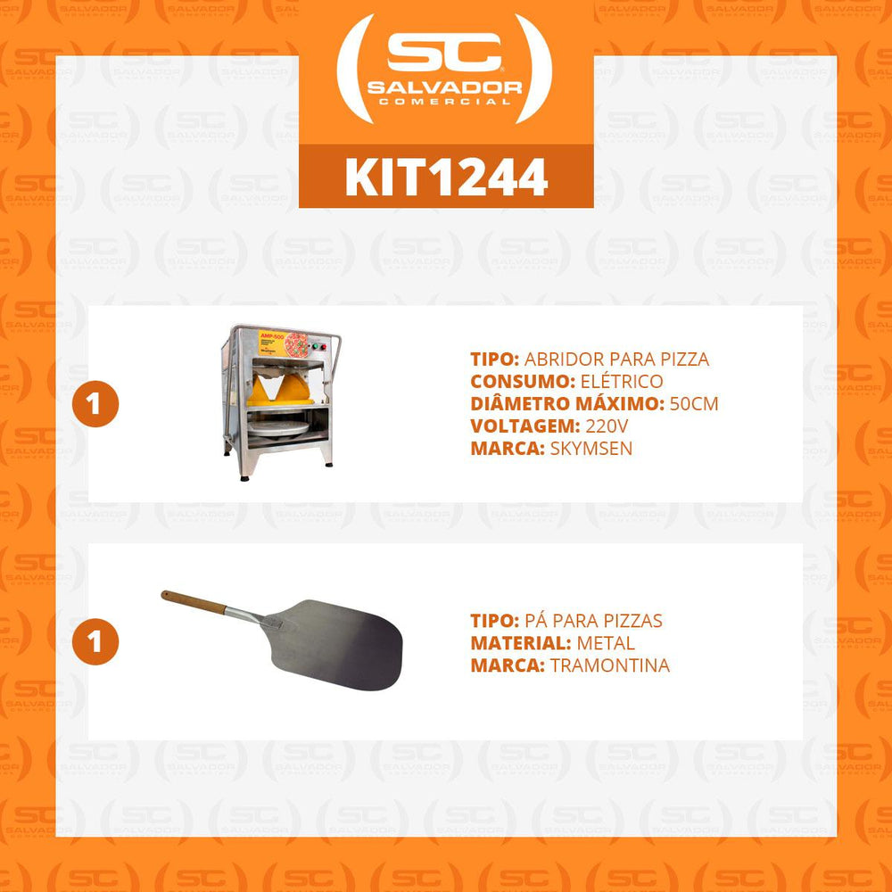 Máquina abridora de Massa de Pizza Profissional Automática Pizzarias AMP-500 220V Skymsen + Pá Para Pizza