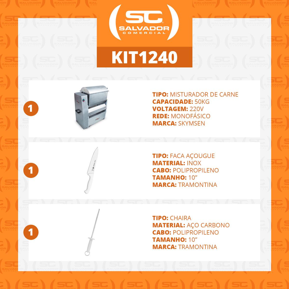 Misturador de Carne Açougue Profissional Com Tampa 50kg MMS-50I N 220V Skymsen + Faca + Chaira