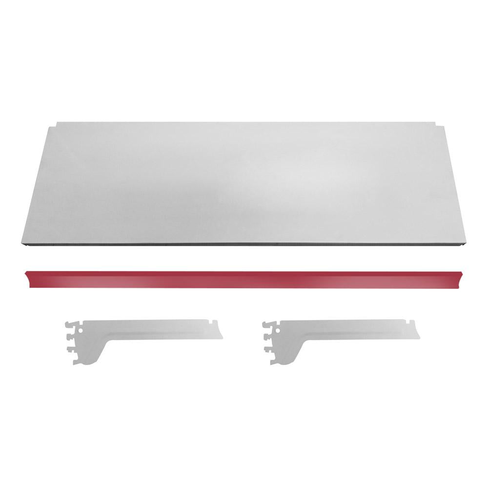 Kit 3 Bandeja Prateleira 30x91 para Gôndolas New Plus Com Porta Etiqueta Vermelho - SA Gôndolas
