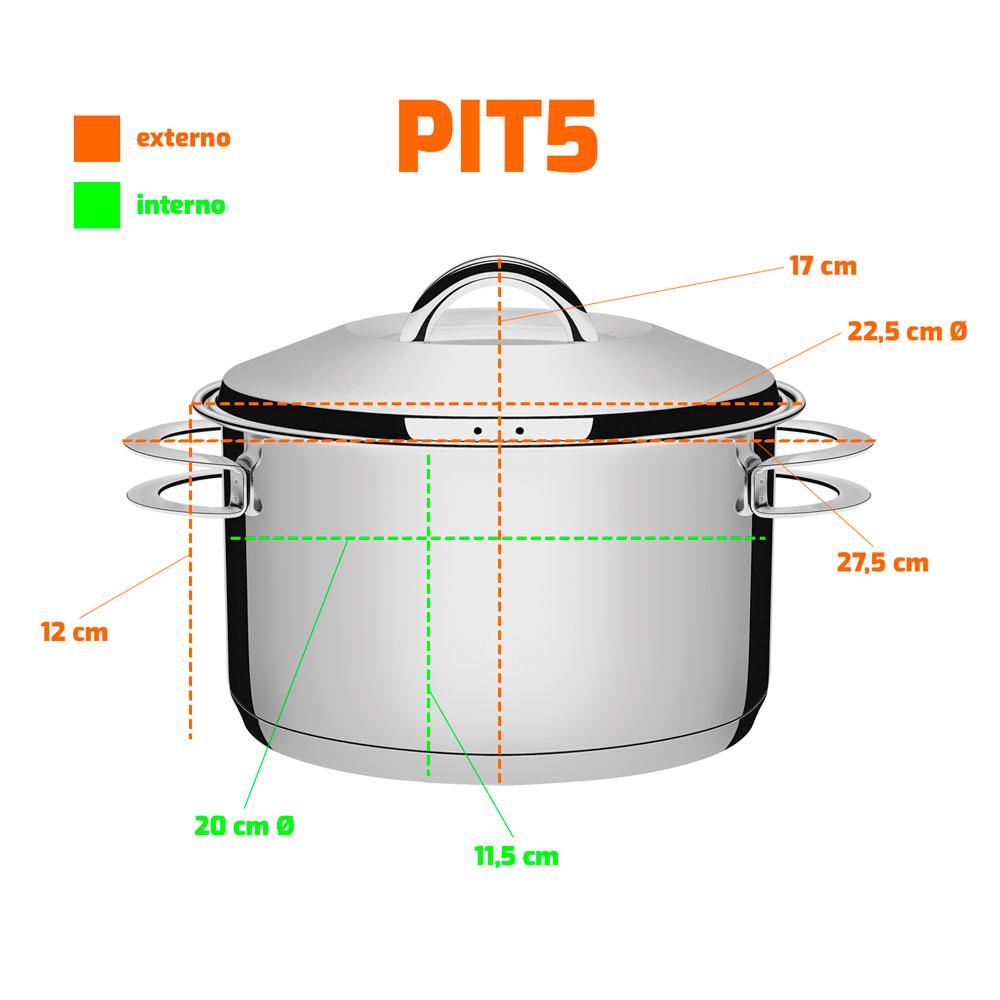 Panela Caçarola Funda em Aço Inox Linha Solar Fundo Triplo 20 cm Ø 3,6L PIT5 - Tramontina 62504200