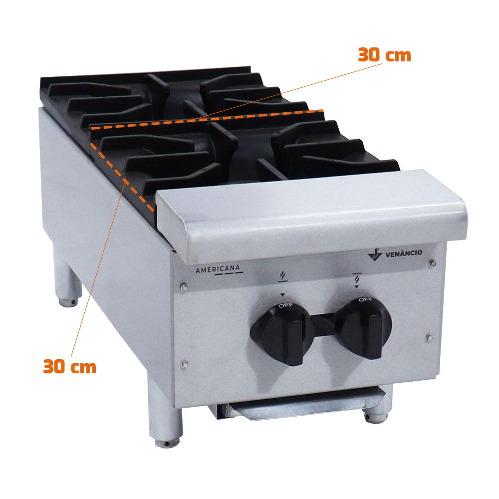 Fogão a Gás Industrial Baixa Pressão Americano 2 Bocas de Mesa Fa2m - Venâncio