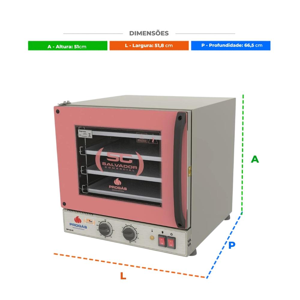 Kit Forno Turbo Elétrico Profissional Analogico Prp-004 G2 127v Rosa + 8 Grades - Progás