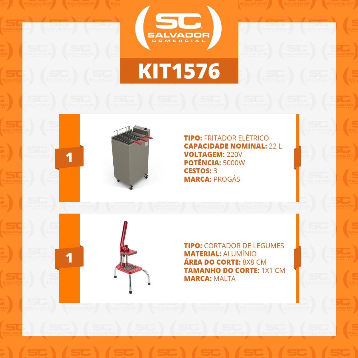 Fritador Industrial 5000W Água e Óleo 22L Elétrico Pr-2000E 220V Progás e Cortador de Legumes
