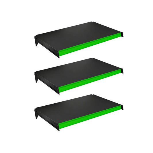 Kit 3 Bandejas Prateleiras 40x73 P/gôndola New Plus Preta Porta Etiquetas Verde Claro - SA Gôndolas