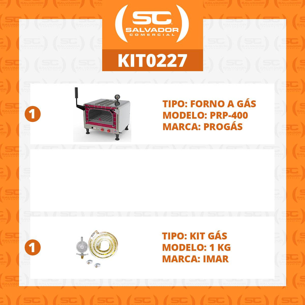 Kit Forno De Lastro a Gás Refratário PRP-400 Mini Chef + Kit Gás - Progás