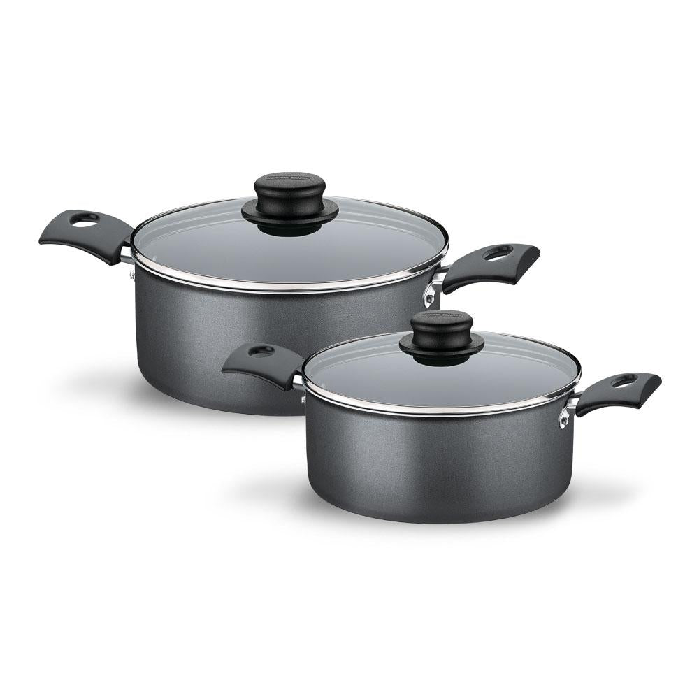 Jogo de Caçarolas Turim 2 Peças Alumínio Antiaderente 18cm e 20cm Chumbo PTC - Tramontina