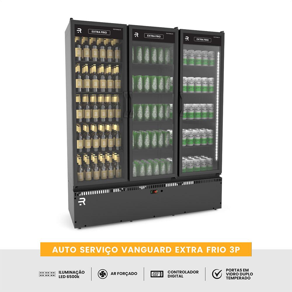 Autosserviço Vanguard Extra Frio Refrigerados 3 Portas Preto -5ºC ASVEF3PVPP 220V - Refrimate