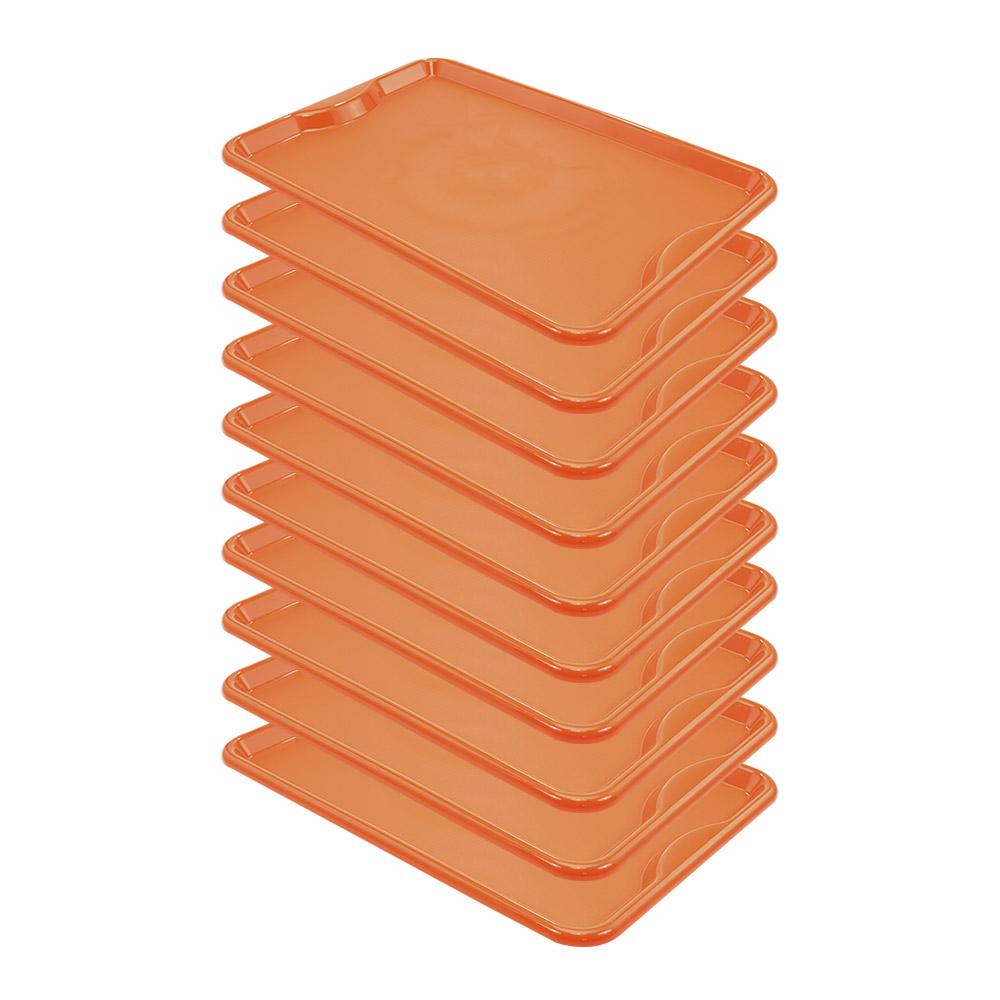 Conjunto 10 Bandejas Plásticas Self-Service Refeição 48x32,5x2 BR-100 Laranja - Della Plast