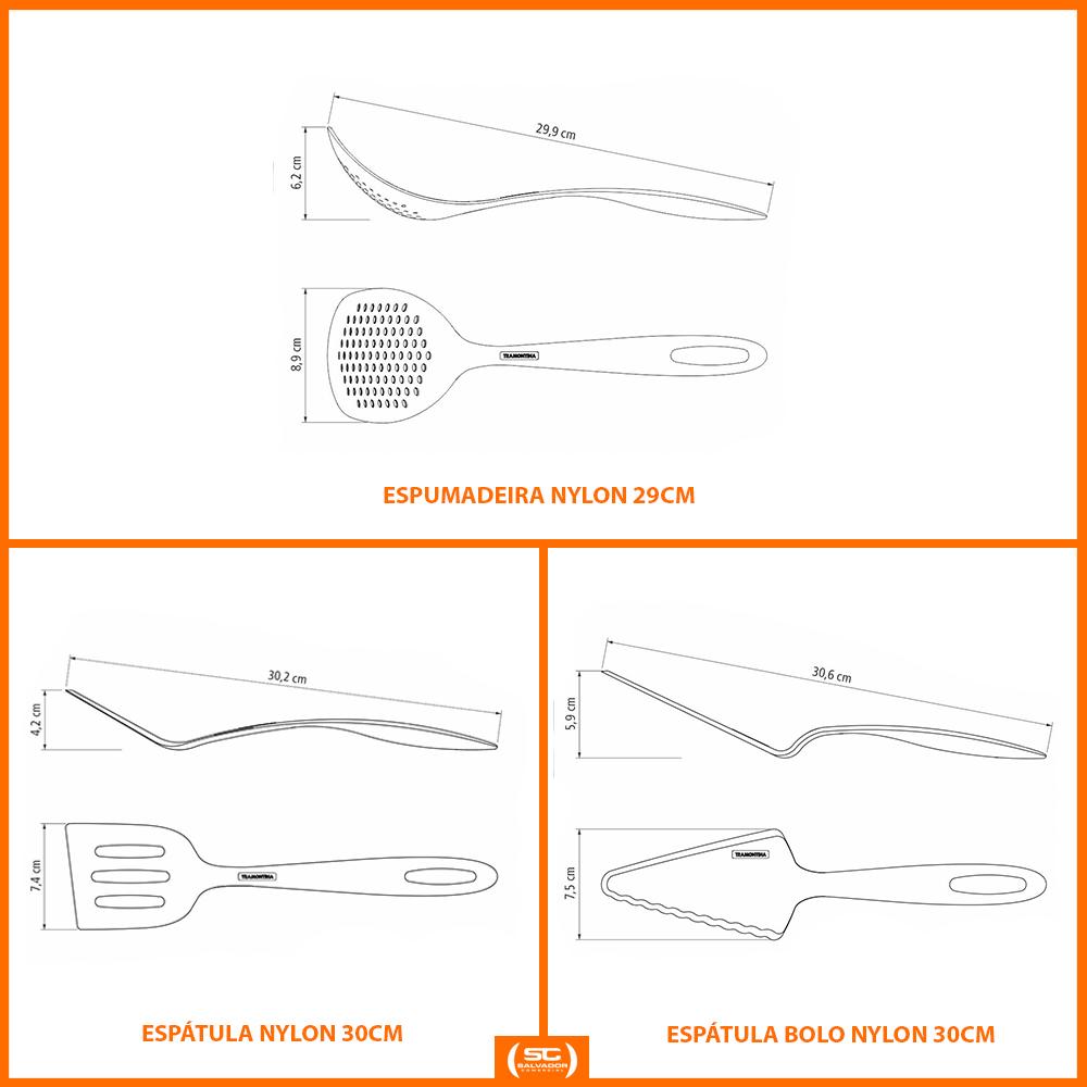 2 Panelas Turim Alumínio Antiaderente 1,4l + Conjunto de Utensílios  + Tábua e Facas Tramontina