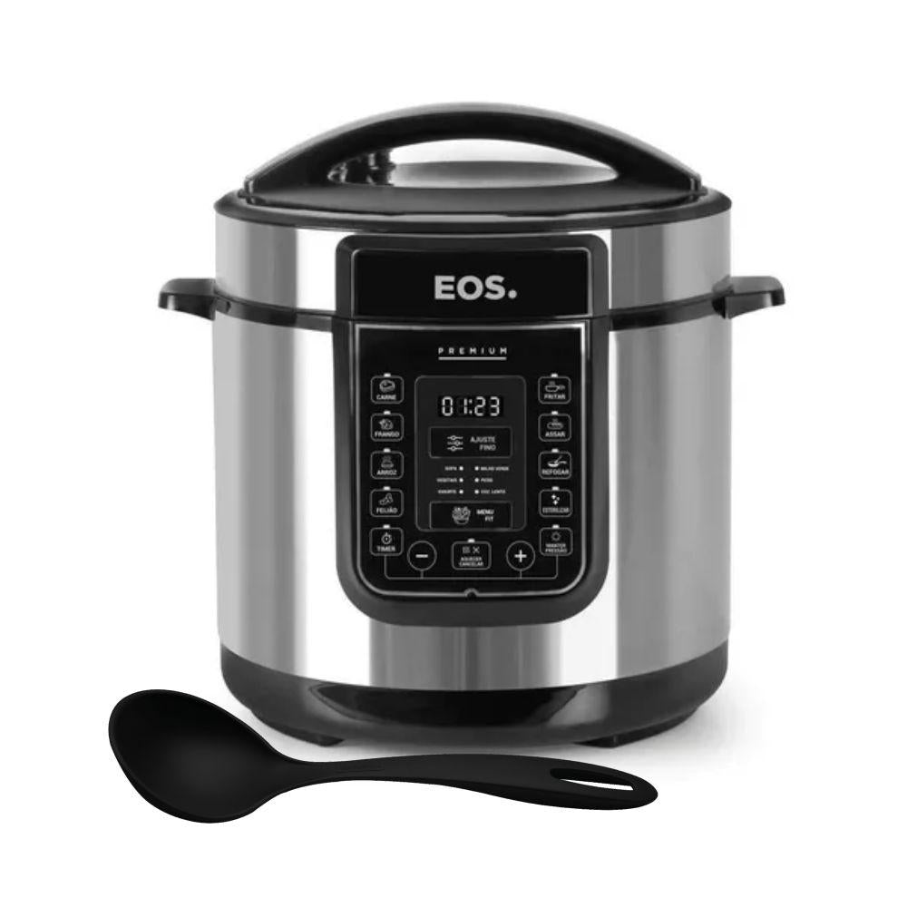 Kit Panela Elétrica De Pressão Multiuso 6 Litros Inox 220V EOS + Concha Tramontina