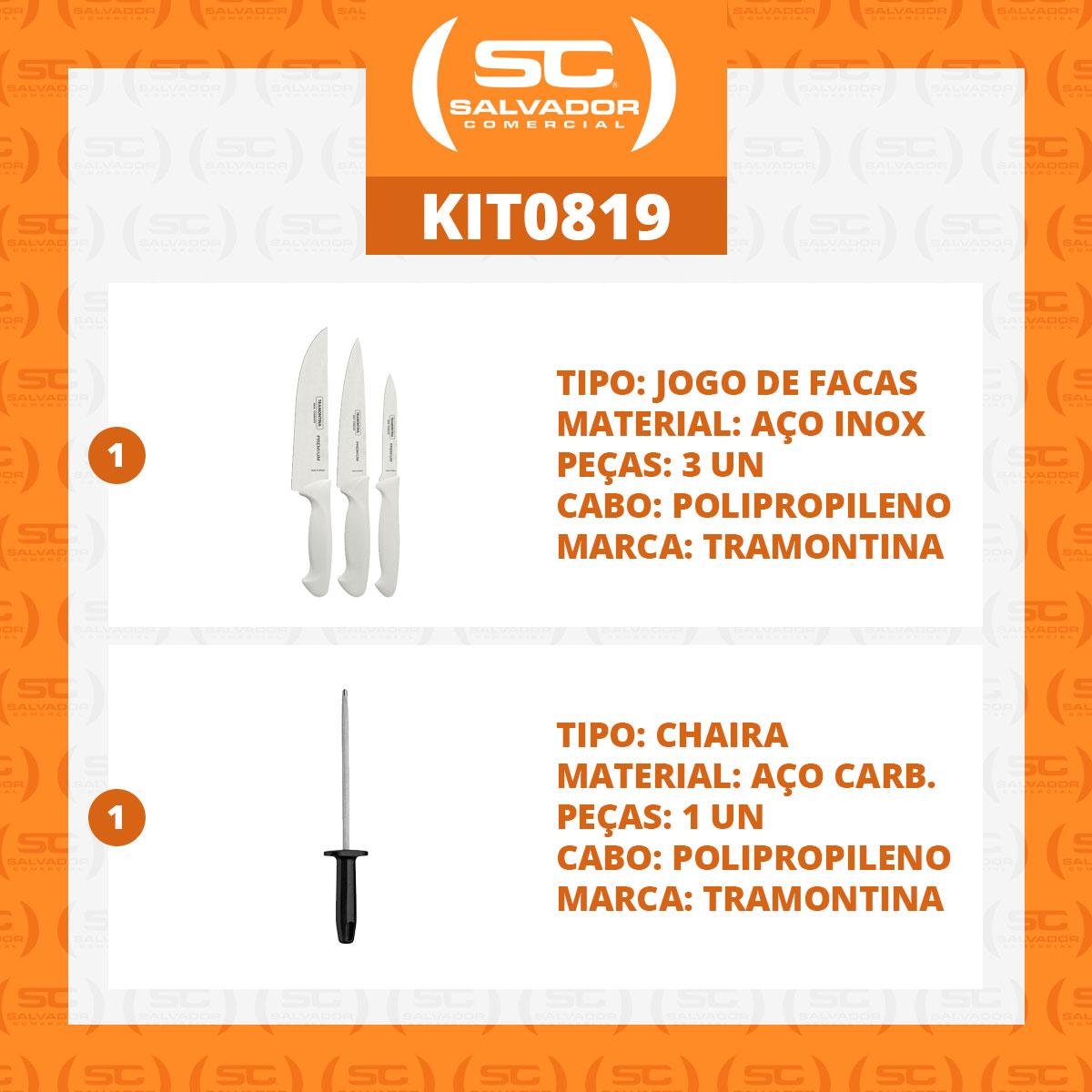 Kit - Faqueiro Premium 3 Peças + 1 Chaira Estriada 8 Pol Ultracorte - Tramontina