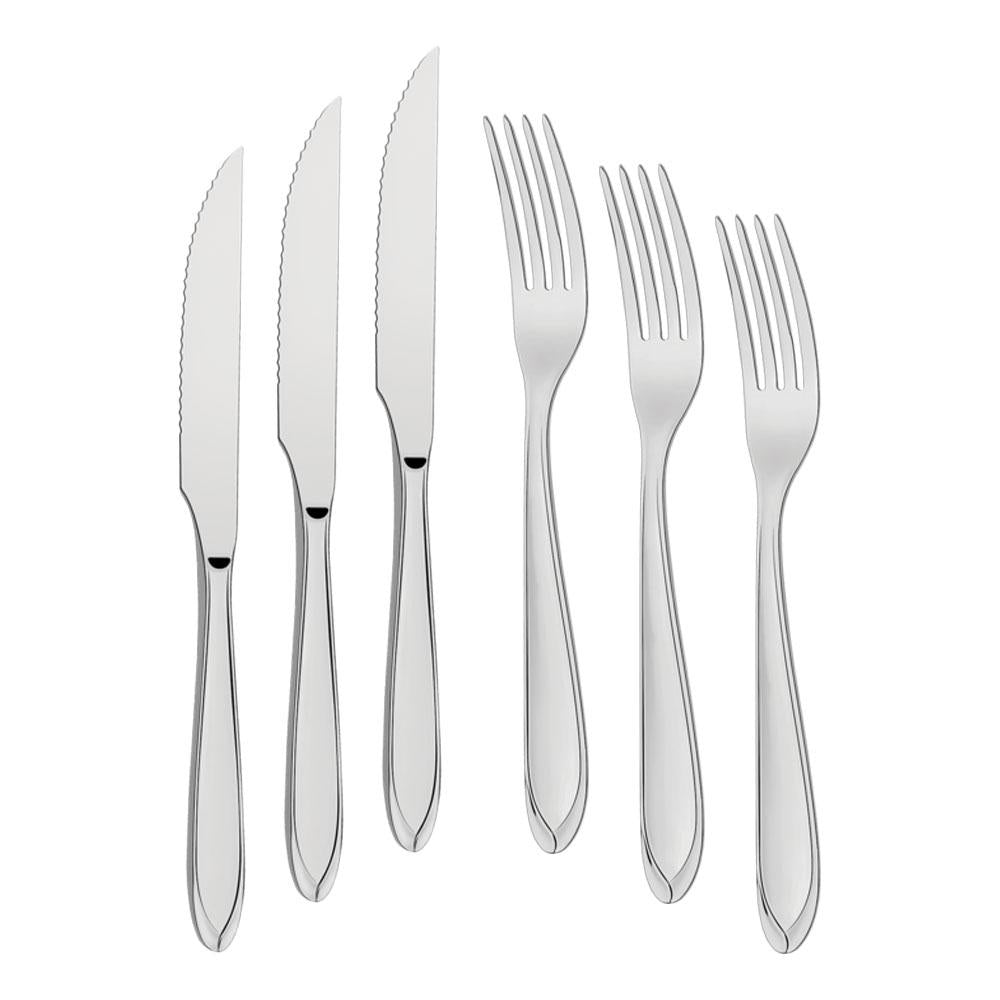 Kit  Jogo de Faca e Garfo Luxo Laguna 12 Peças em Aço Inox ITOP - Tramontina