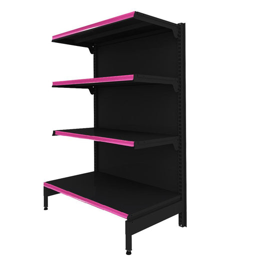 Gôndola Prateleira Preta New Plus 1,40 Ponta GP - Sa Gôndolas Porta Etiquetas Rosa