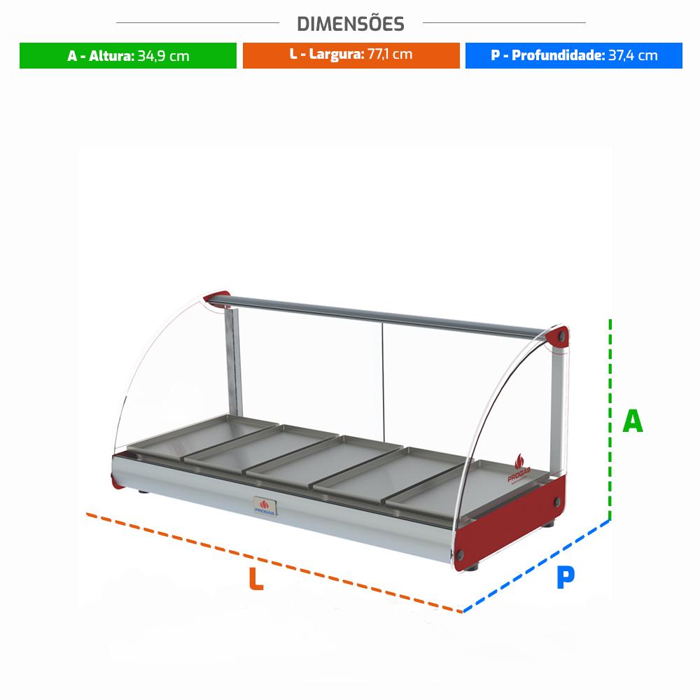 Estufa de Salgados Aquecida Curva 5 Bandejas 500w PRV-05E Vermelho 127V - Progás P38923