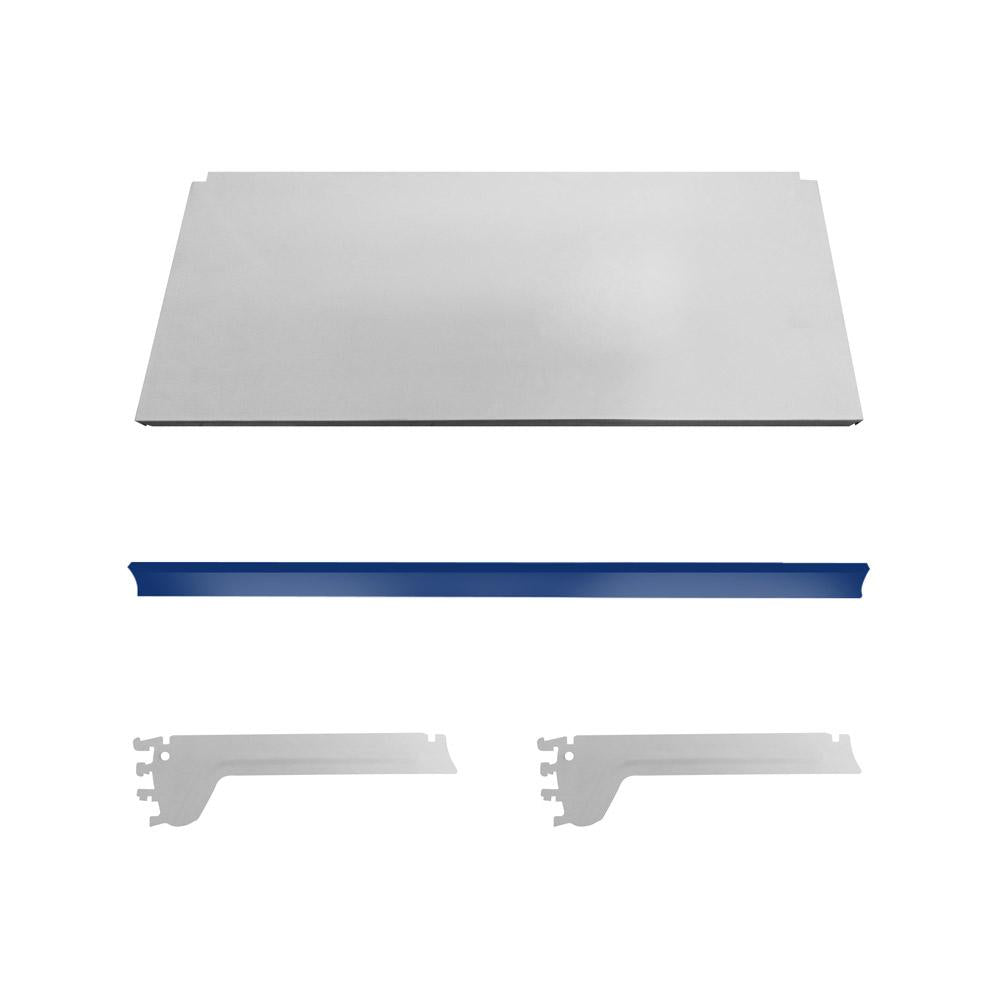 Bandeja Prateleira Ponta Com Reforço 30x73 Gôndolas New Plus Com Porta Etiqueta Azul - SA Gôndolas