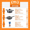 Caçarola Turim Alumínio Chumbo Antiaderente 2,8L + Faqueiro Ipanema Vermelho 24pc + Wok Loreto 3,3L