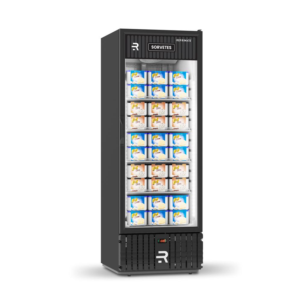 Freezer Vertical Preto 570 Litros Porta De Vidro Aquecida Ar Forçado -22ºC VCS570PVPB 220V - Refrimate