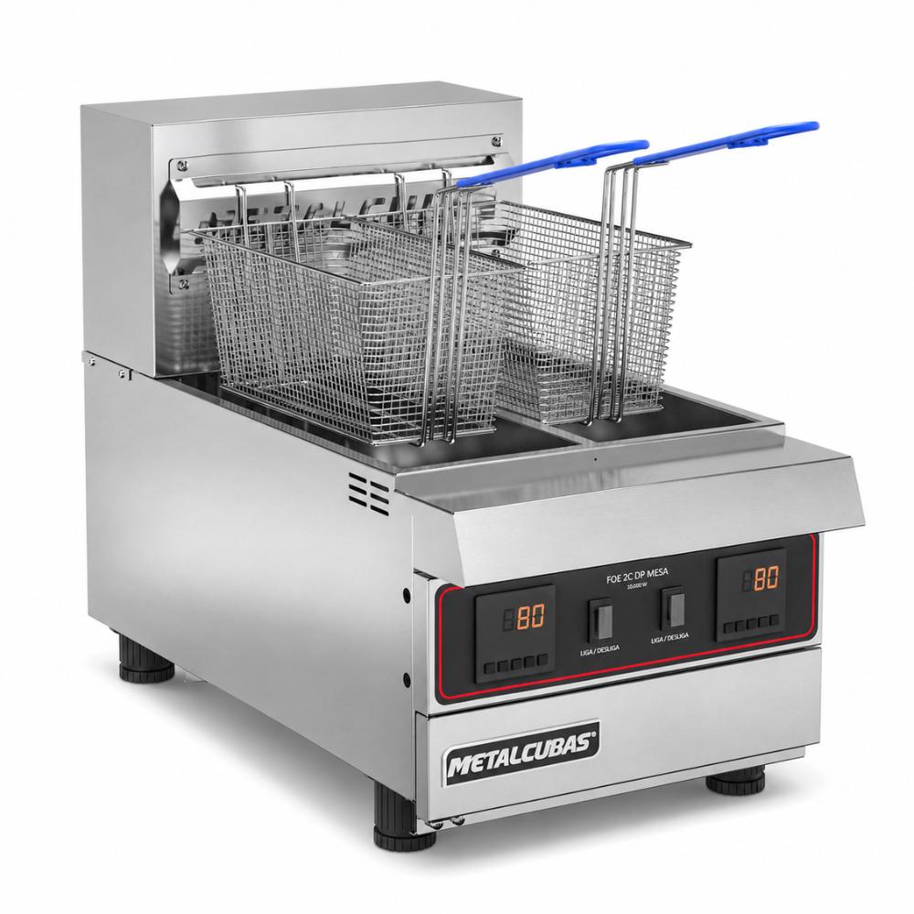 Fritador Zona Fria de Óleo Elétrico Mesa Premium Duplo Display FOE2C M DP PRM 220v Metalcubas 27288