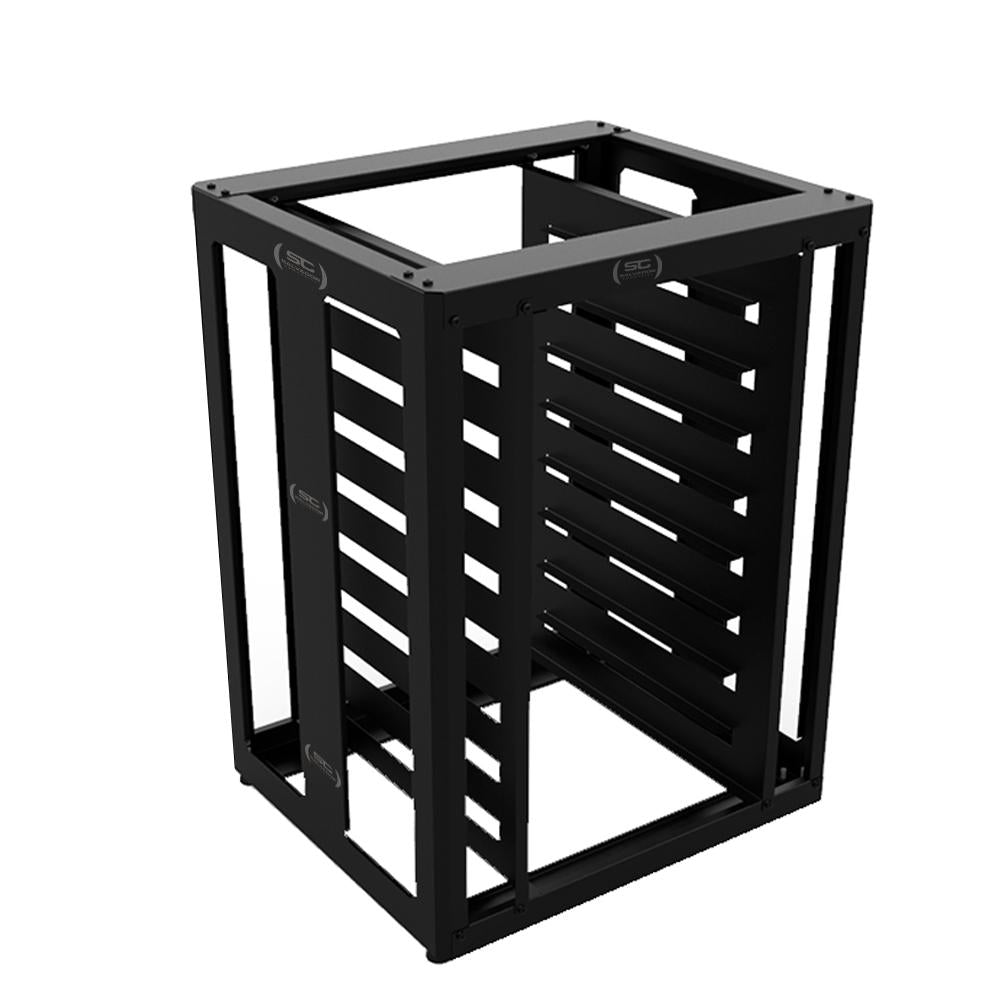 Kit Mesa Bancada Cavalete de Apoio 8 Níveis CFCS Preto + 8 Assadeiras 35x35 - Venâncio