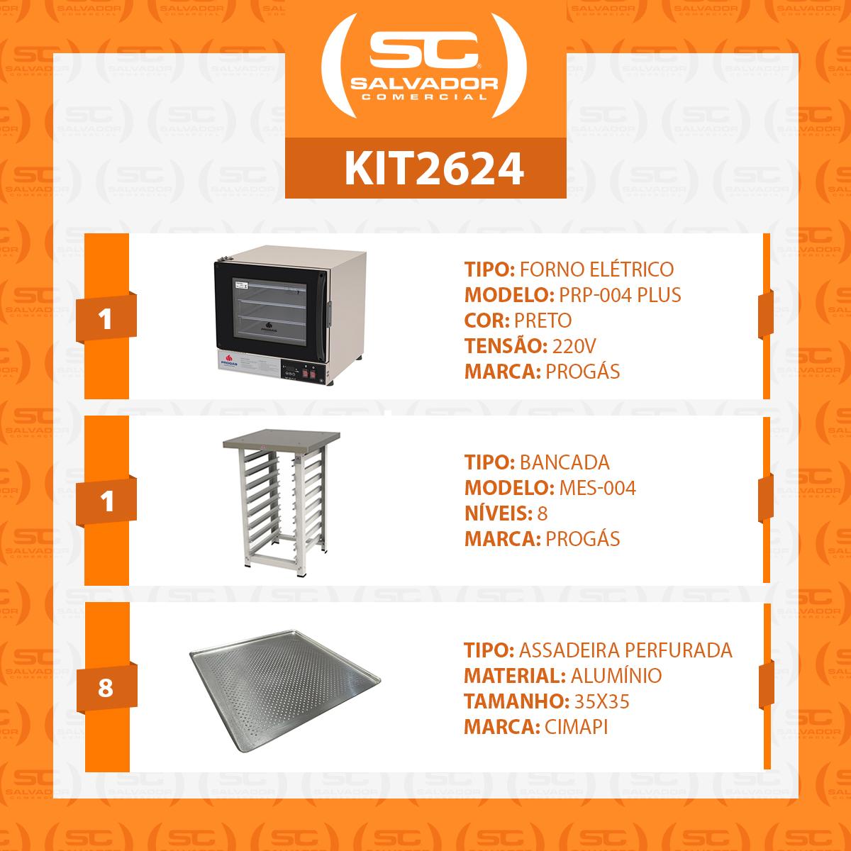 Forno Turbo Prp-004 Plus 220v Preto + Bancada Mes-004 Progás + 8 Assadeiras Cimapi