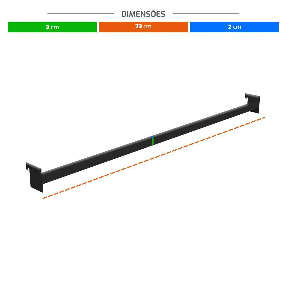 Kit 2 Réguas Pretas 73cm Para Gôndola + 8 Ganchos 30cm Pretos New Plus – sa Gôndolas