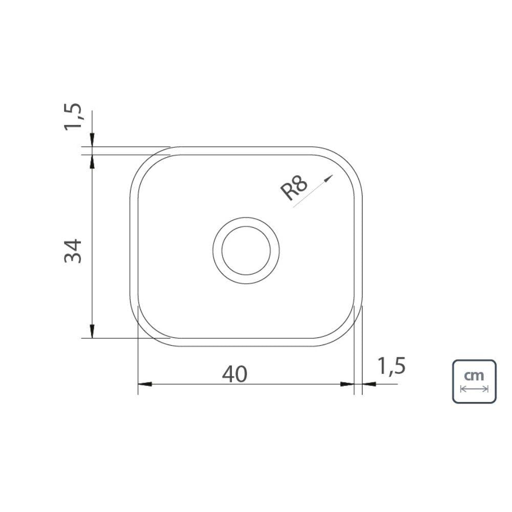 Cuba de Embutir em Aço Inox 40x34 Basic 40 BL - Tramontina 94081556