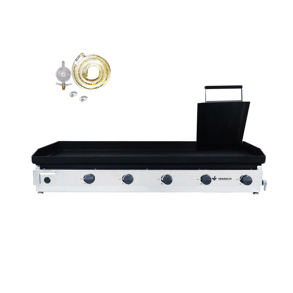 Kit - Chapa Gás Inox 120 Cm C120p Com Prensa + Kit Gás - Venâncio