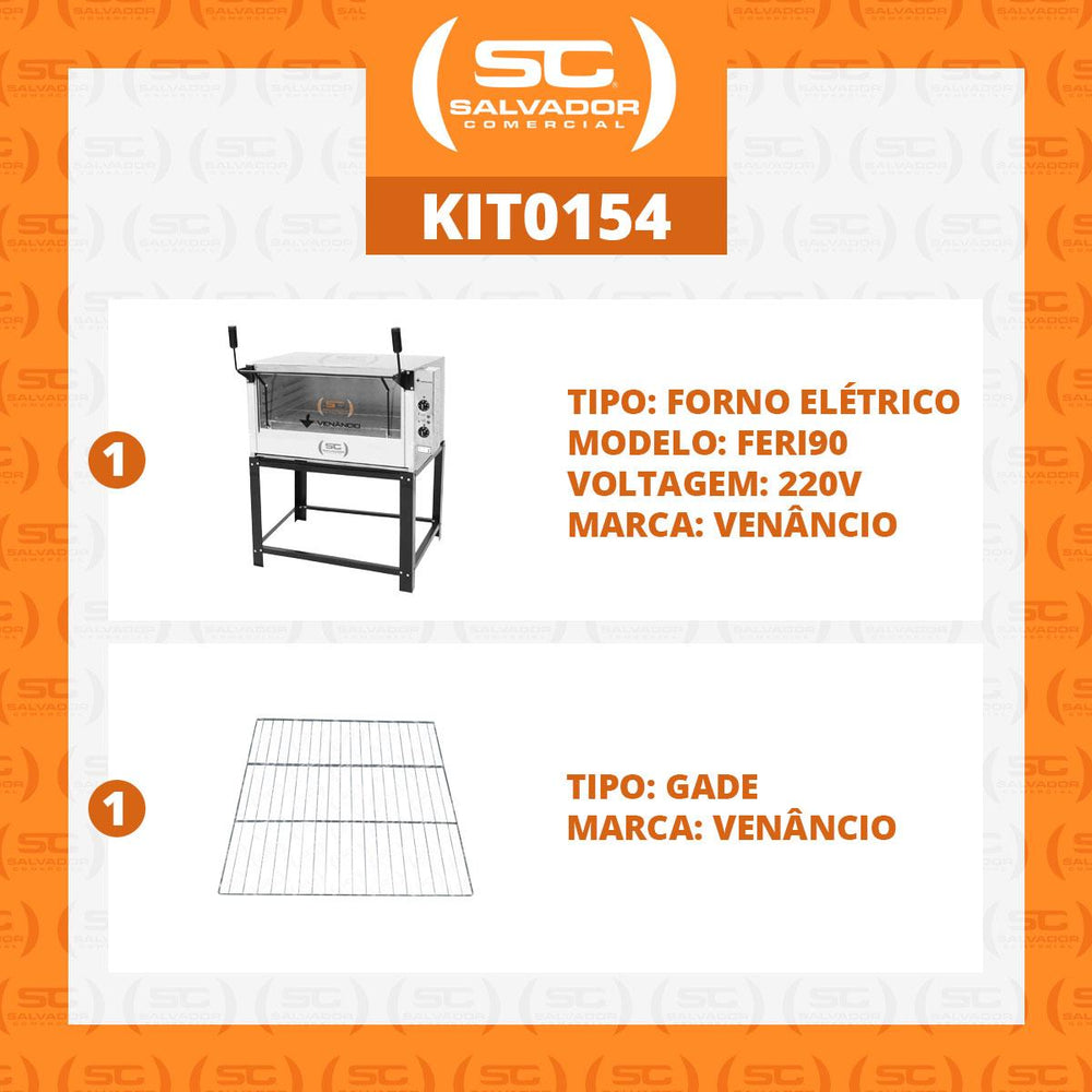 Kit - Forno Elétrico Industrial Roma Inox Feri90 + Grade Extra - Venâncio