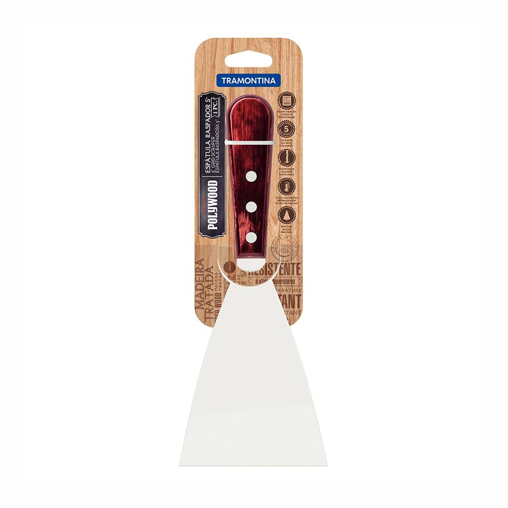 Espátula Raspador Para Chapa Lâmina Inox Cabo Madeira Polywood Vermelho 5" - Tramontina 21166175