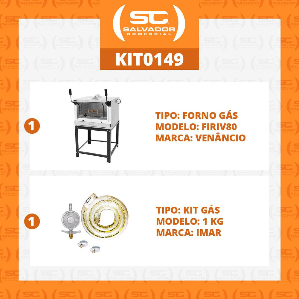 Kit Forno De Lastro a Gás Refratário Roma Inox Infravermelho FIRIV80 + Kit Gás - Venâncio
