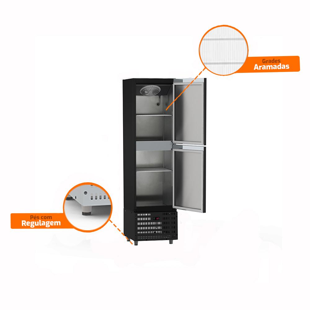 Mini Câmara Profissional Resfriada 2 Portas 0°C a 7°C Ar Forçado 335L Inox Motor Inferior MCR2PP 220V - Refrimate