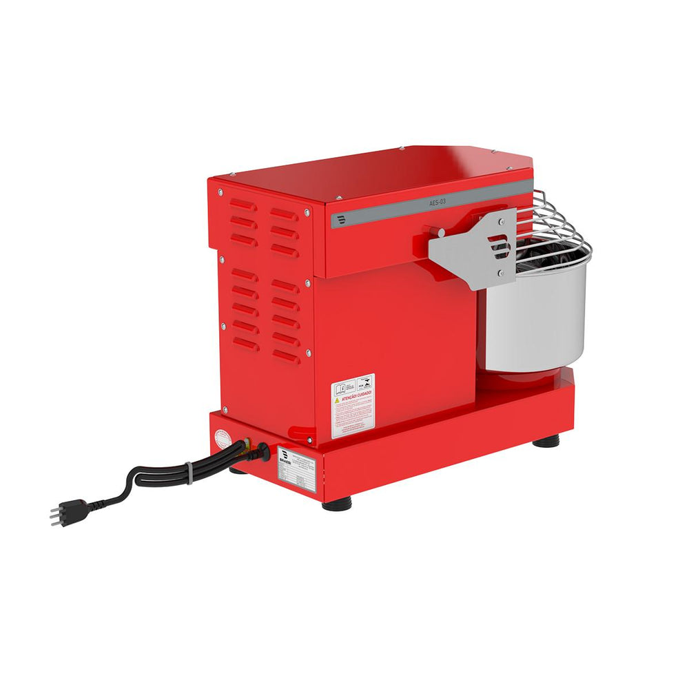 Amassadeira Espiral 3 Kg Masseira Industrial Vermelha Epóxi 10 Velocidades AES-03 Bivolt - Braesi B18882
