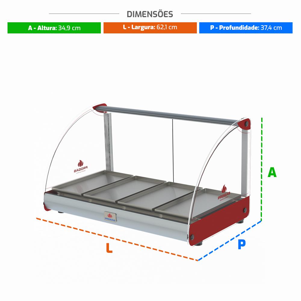 Estufa de Salgados Aquecida Curva  4 Bandejas 250W PRV-04E Vermelho 127V - Progás P38921