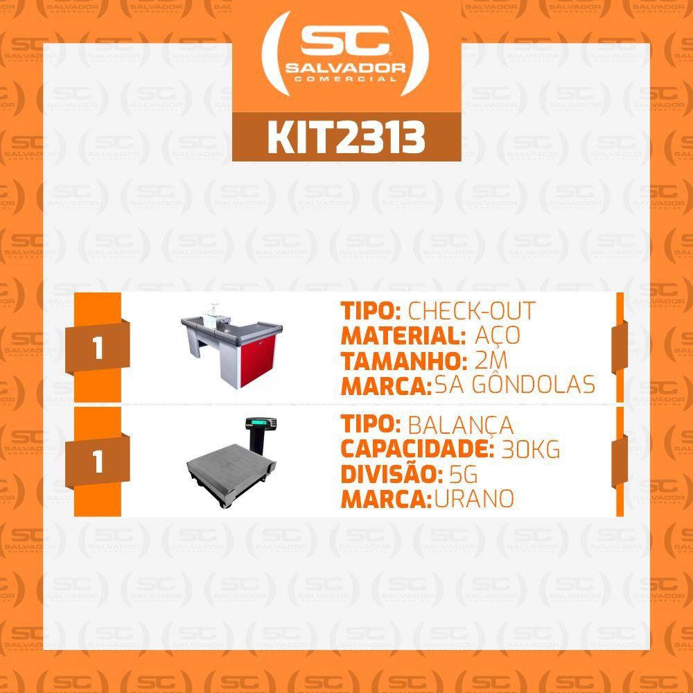 Kit Caixa De Supermercado Empacotador Check-Out Vermelho 2,00m + Balança Bivolt 30kg Urano