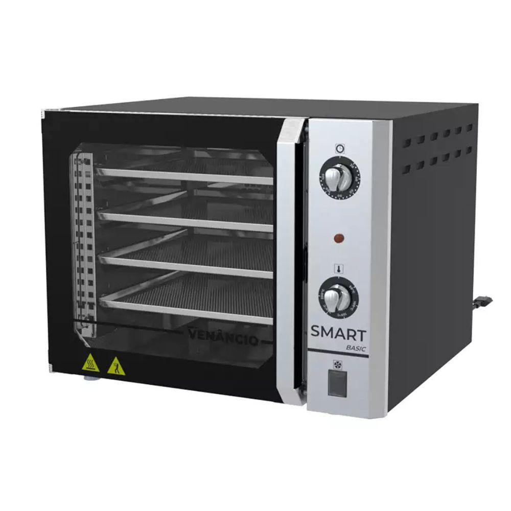 Forno Turbo Convector Smart Basic 4 Esteiras Preto e Painel Inox FCSB4E 127V - Venâncio 57503