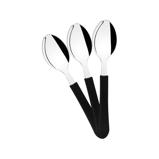 Kit - 12 Colheres de Sobremesa Leme Com Lâmina Em Aço Inox Cabo Preto Cspbag - Tramontina