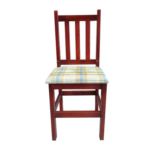 SEMINOVO - Cadeira Madeira Veneza Pés Retos Mogno Com Estofado Listrado - Disa Móveis