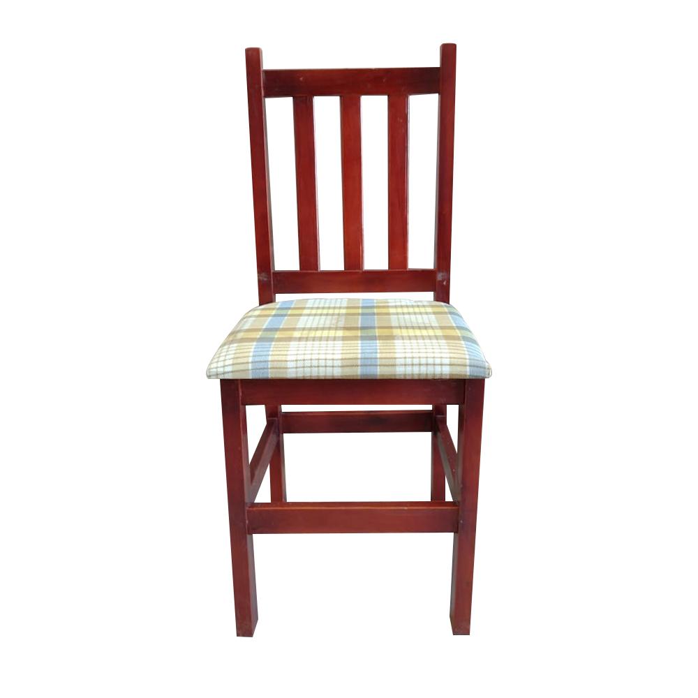 SEMINOVO - Cadeira Madeira Veneza Pés Retos Mogno Com Estofado Listrado - Disa Móveis