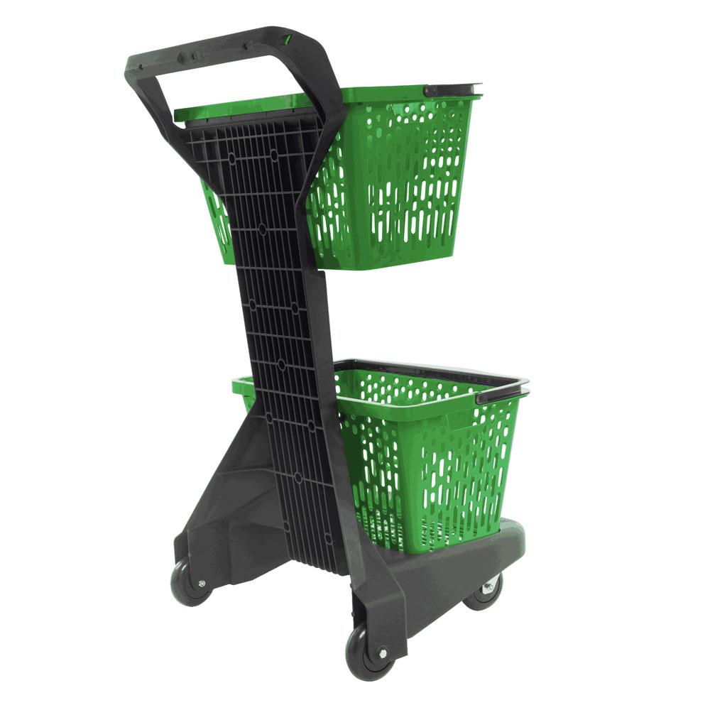 Carrinho de Compras Preto Com Cestos D-500 12kg Removíveis Verde - Dellaplast